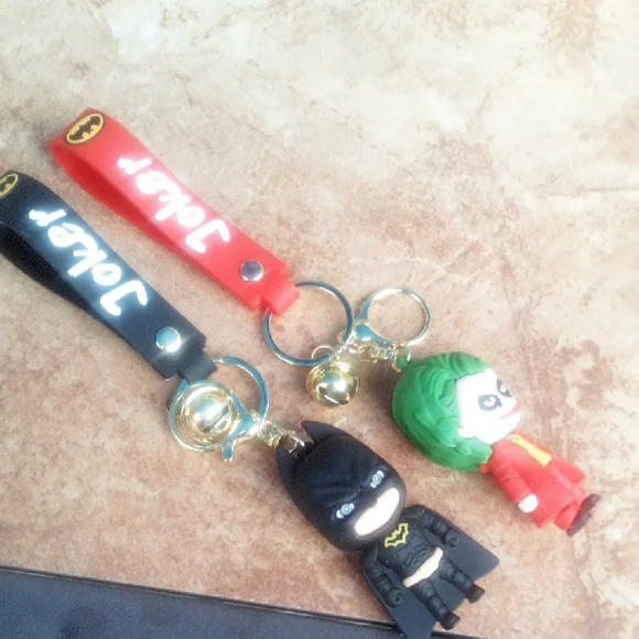 Batman And Joker Hero and Villain Keychain Duo - Black and Green - Picture 1 of 1